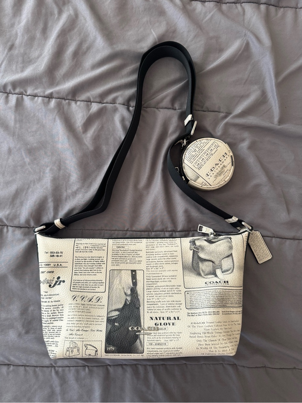 Coach Newsprint Finn Messenger Bag with pouch